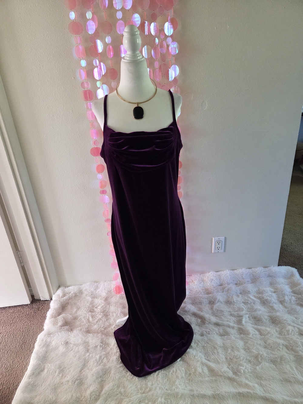 90s Whimigoth Deep Purple Velvet Maxi Worthimgton Dress - Picture 11 of 11